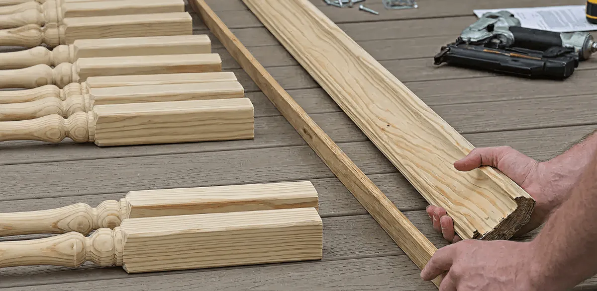 Handrail installation materials and wood components for stair rail work in Bloomington, IN